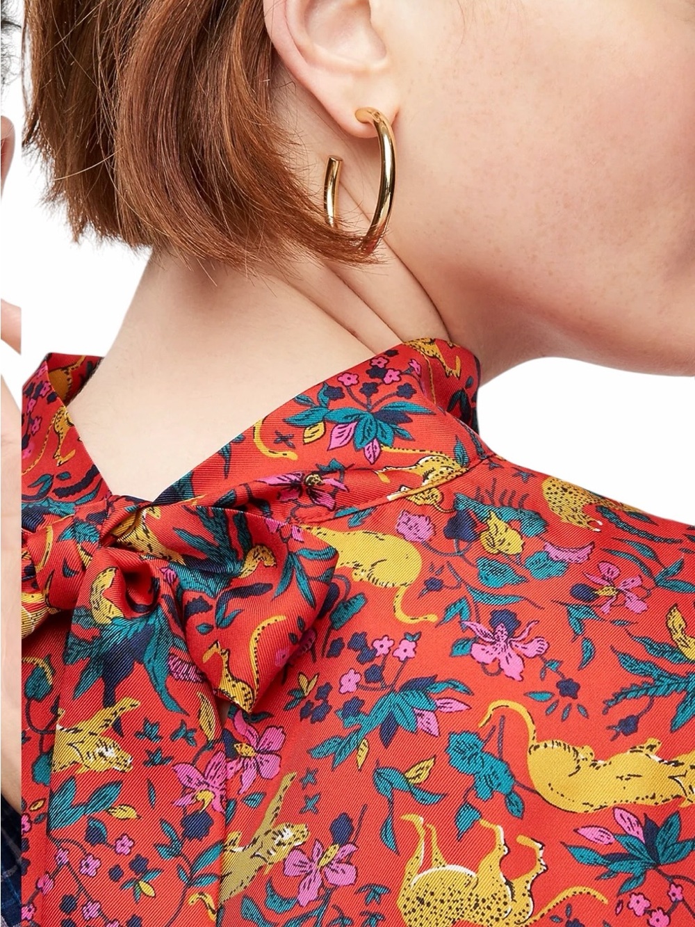 J. Crew Collection Silk Jungle Cat Top Size 2 - Picture 4 of 7